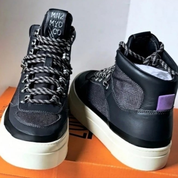 Miz Mooz Alpyne Sneakers Women's size 8.5 Slate Gray, blue Leather NWB Mid/Hi.- - Picture 1 of 13